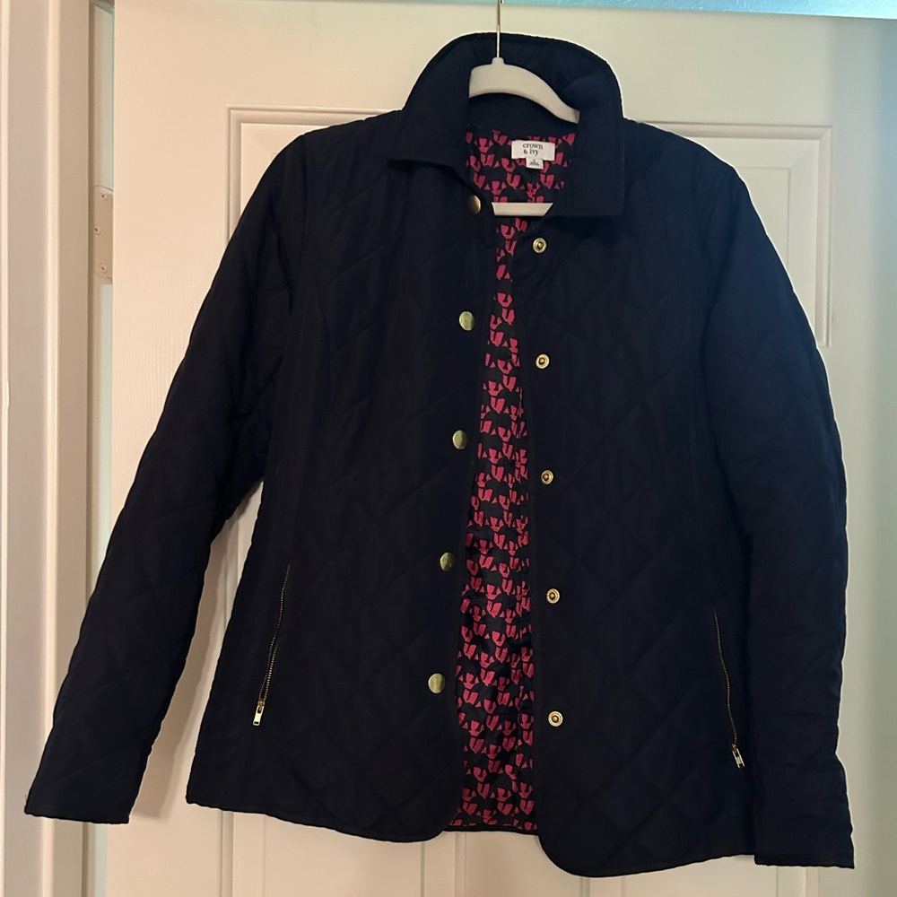 Crown and Ivy Women's Navy Quilted Jacket